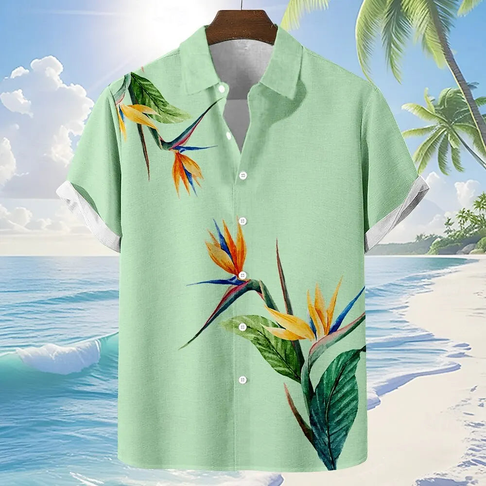 Camisa de manga corta para hombre con estampado floral tropical Vanthea