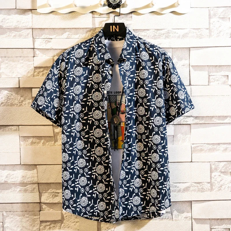 Camisa de manga corta para hombre con estampado hawaiano de Vanthea